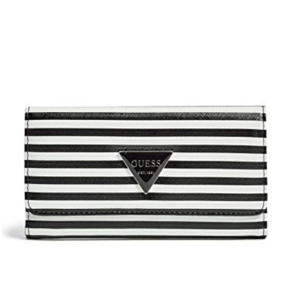 GUESS Women's Abree Striped Slim Wallet